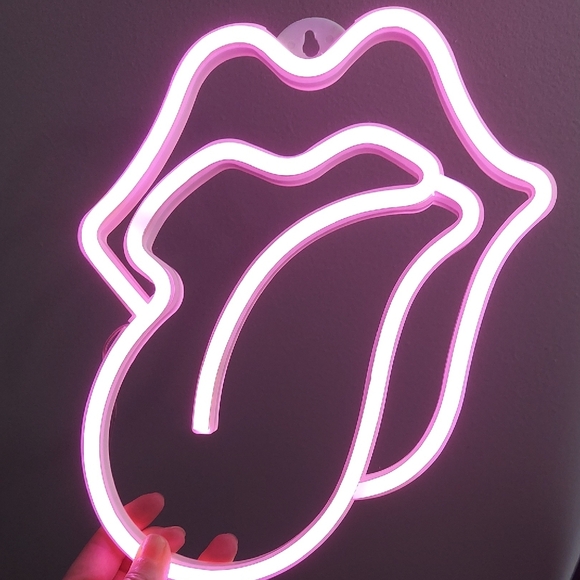 Pink Neon Lips Wall Decor - Picture 5 of 5